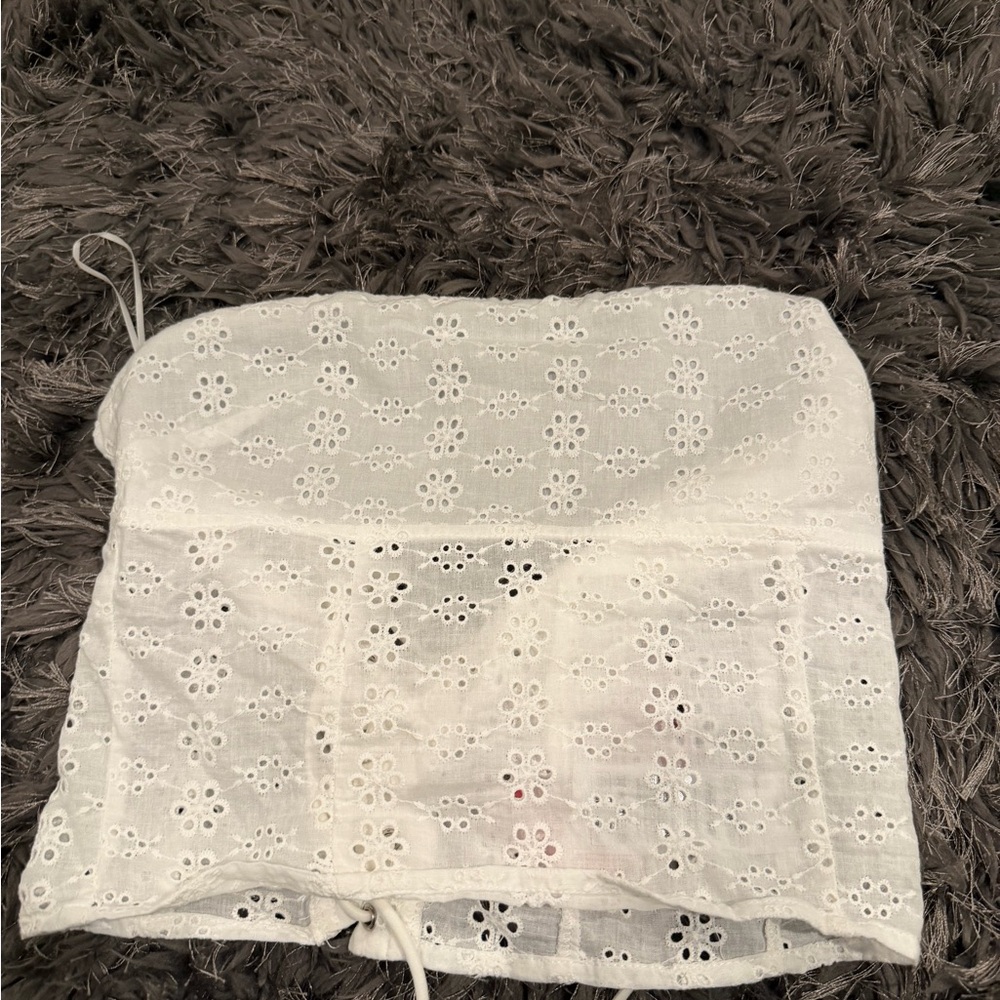 Edikted White Eyelet Crop Top